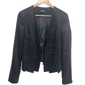 BEBE Linen Blend Black Cropped Pin Tuck Blazer Size 6